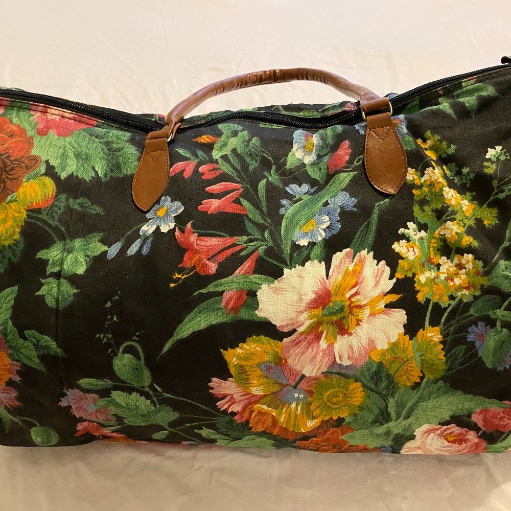 Gorgeous black multi color floral duffel bag